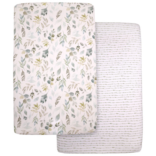 Nemcor 2-Piece Mini Jersey Fitted Sheet - Crib - Botanical