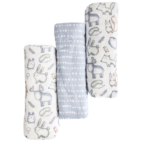 Nemcor Muslin Swaddles - 3 Pack - Woodland