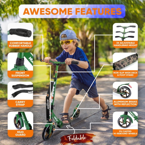 Trottinette légère et pliable à patins; trottinette réglable pour adolescents et adultes; plateforme en alliage avec roues à impact élevé