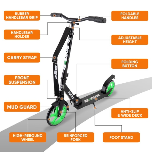 Lightweight and Foldable Kick Scooter - Adjustable Scooter for Teens and Adult, Alloy Deck with High Impact Wheels