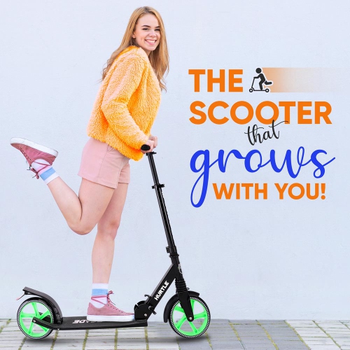 Lightweight and Foldable Kick Scooter - Adjustable Scooter for Teens and Adult, Alloy Deck with High Impact Wheels