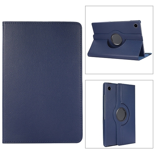 TopSave 360 Rotating PU Leather Stand Tablet Case For Samsung Tab A9 8.7" SM-X110/X115, Navy Blue