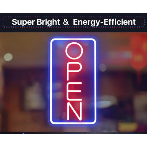 LED OPEN Neon Sign Light, 16.5 * 9 In, Neon Sign Light USB Powered, With Dimmable Switches, Multipurpose Decorative Wall Mounted Lights Vertical