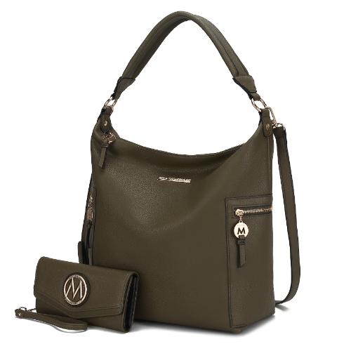 MKF COLLECTION  Ophelia Veganleather Women’S Hobo Bag With Wallet–2 Pieces By Mia K In Multicolor