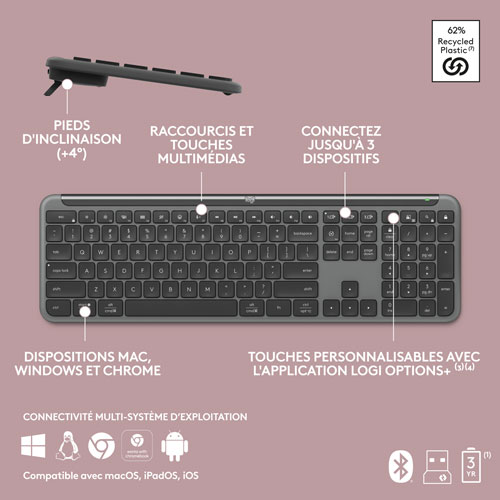 Logitech K950 Signature Slim Wireless Full-Size Keyboard - Graphite - English