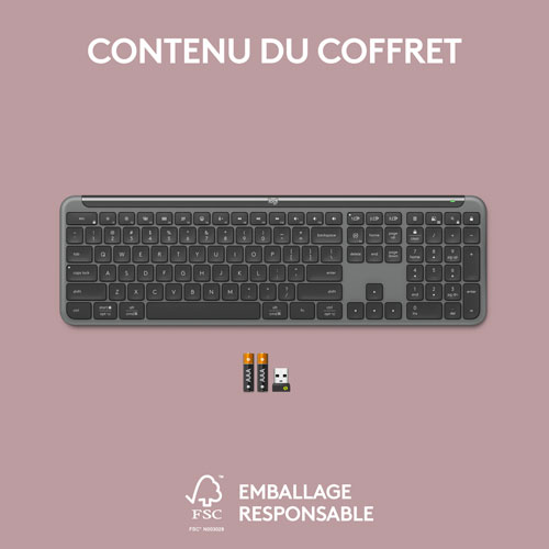 Clavier sans fil pleine grandeur K950 Signature Slim de Logitech - Graphite - Anglais