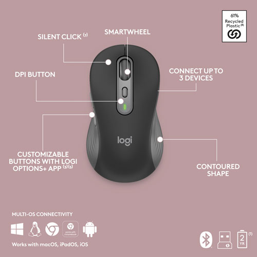 Ensemble avec clavier pleine grandeur et souris optique sans fil MK955 Signature Slim de Logitech - Anglais