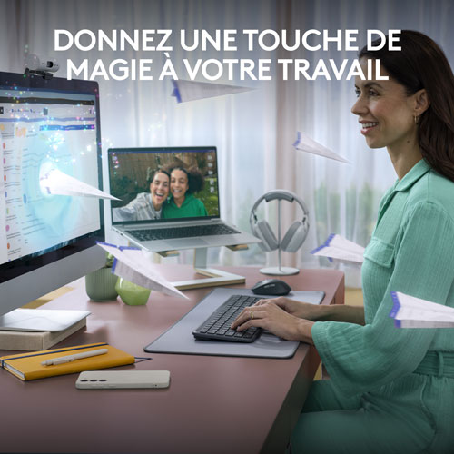 Ensemble avec clavier pleine grandeur et souris optique sans fil MK955 Signature Slim de Logitech - Anglais