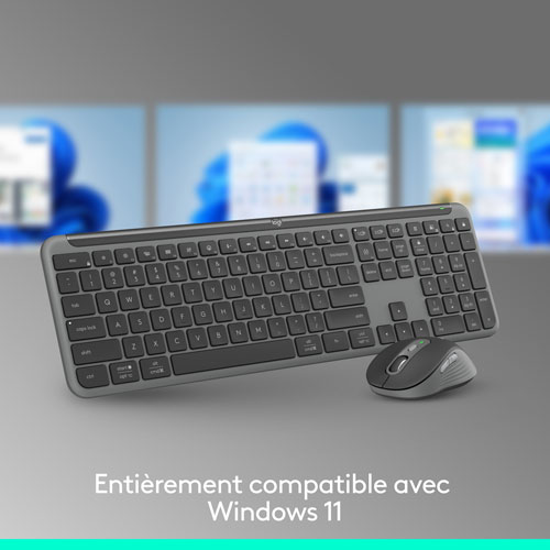 Ensemble avec clavier pleine grandeur et souris optique sans fil MK955 Signature Slim de Logitech - Anglais