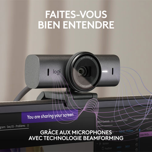 Caméra Web Ultra HD 4K MX Brio de Logitech - Noir