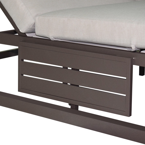 Deko Living 2 Place Outdoor Aluminum Rectangular Patio Daybed with Retractable Beige Textilene Fabric Canopy