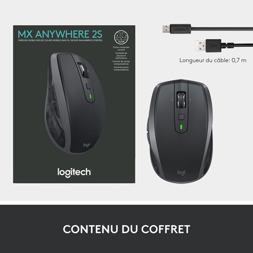 Souris Darkfield Bluetooth MX Anywhere 2S de Logitech - Graphite