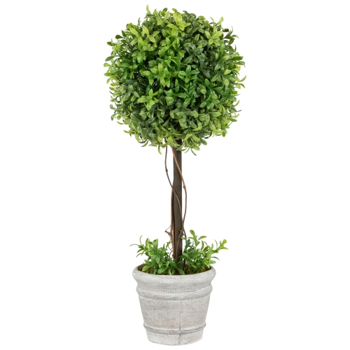 NORTHLIGHT  Potted Artificial Round Boxwood Topiary Tree - 18"