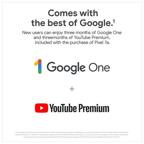 Pixel 7a de 128 Go de Google avec Fido - Anthracite - Financement mensuel