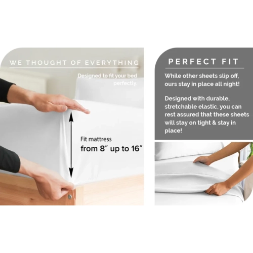 Hotel Luxury – Ensemble de draps 4 pièces grand lit | Comfy, respirant et rafraîchissant | poches profondes, très doux et sans plis | certifié