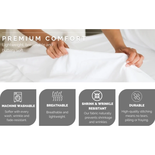 Hotel Luxury – Ensemble de draps 4 pièces grand lit | Comfy, respirant et rafraîchissant | poches profondes, très doux et sans plis | certifié
