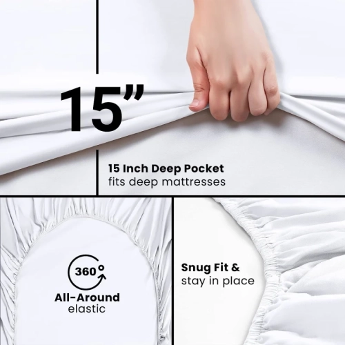 Soft Brushed Microfiber Bedding Fitted Sheet | Deep Pockets | Shrinkage and Fade Resistant | Easy Care | Queen Size, White | 1 Sheet