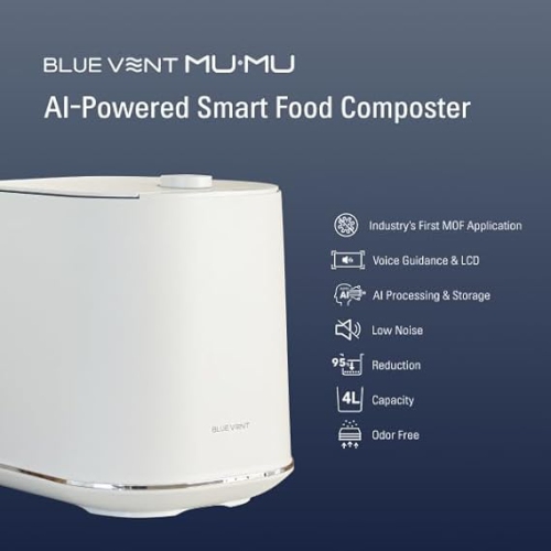 THINKWARE BLUEVENT MUMU FG-ADM240N Smart AI Food Composter, Odorless, Quiet 20 dB, Green Mode, on Kitchen Countertop, Only Takes 4-8 Hours to Turn