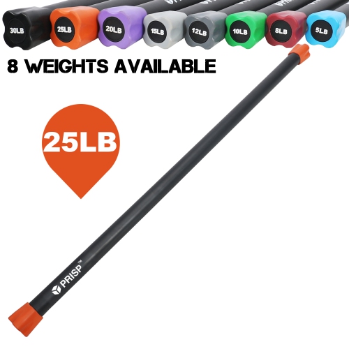 PRISP Weighted Exercise Workout Bar - Total Body Weight Bar for Home Gym, Fitness, Yoga and Strength Training