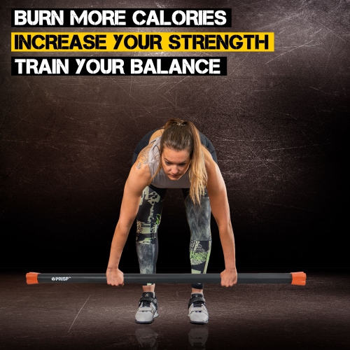 PRISP Weighted Exercise Workout Bar - Total Body Weight Bar for Home Gym, Fitness, Yoga and Strength Training