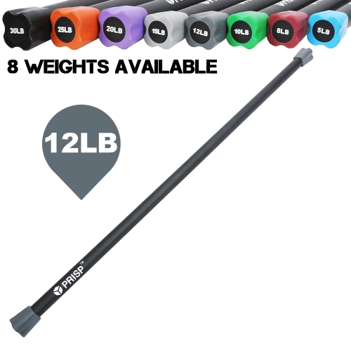 PRISP Weighted Exercise Workout Bar - Total Body Weight Bar for Home Gym, Fitness, Yoga and Strength Training