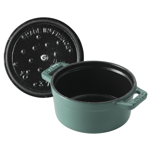 STAUB La Cocotte 250 mL Cast Iron Round Mini Cocotte, Eucalyptus
