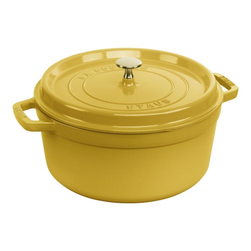 STAUB La Cocotte 5.25 L Cast Iron Round Cocotte, Citron