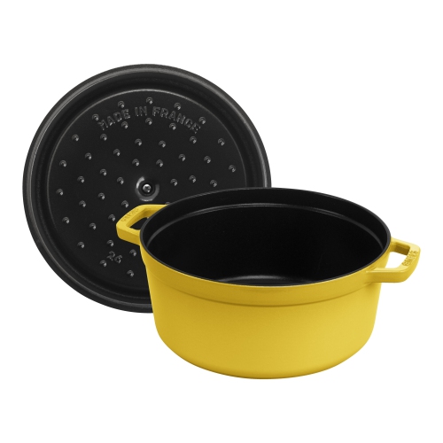 STAUB La Cocotte 5.25 L Cast Iron Round Cocotte, Citron