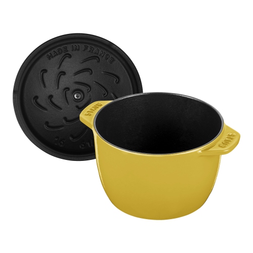 STAUB La Cocotte 1.75 L Cast Iron Round Rice Cocotte, Citron