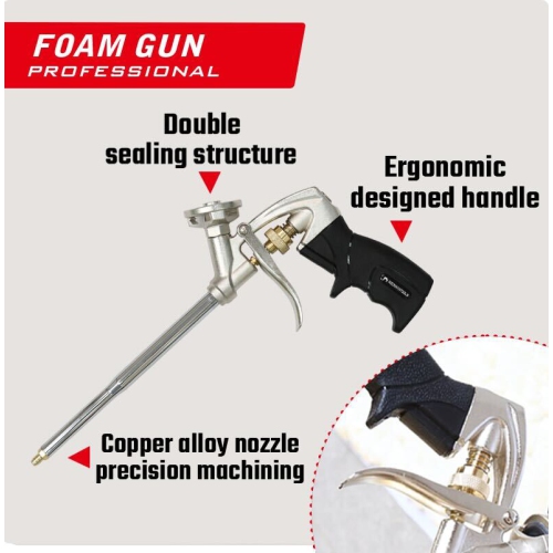 Foamgun,Rockman Tools Expanding Foam Gun, Professional Exquisite Foaming Gun, Double Sealing Structure, Copper Alloy Nozzle Precision Machining