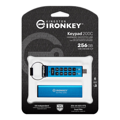 IronKey Keypad 200 256GB USB 3.2 Type C Flash Drive (IKKP200C256GB)