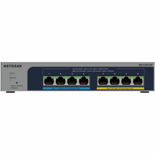 NETGEAR  8-Port Ultra60 Poe++ Multi-Gigabit (2.5G) Ethernet Smart Switch Ms108Tup100Nas