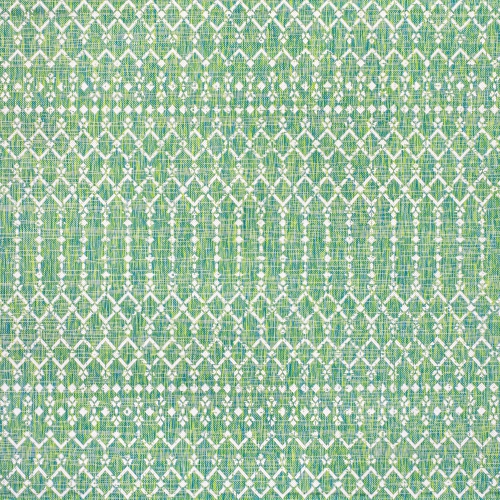 Tapis carré intérieur/extérieur à motif géométrique tressé marocain Ourika