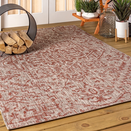 Estrella Bohemian Medallion Textured Weave Indoor/Outdoor Area Rug