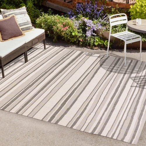 Castara Wavy Stripe Modern Indoor/Outdoor Area Rug