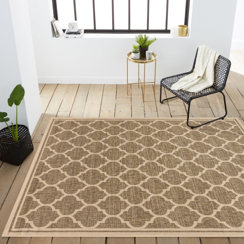 Trebol Moroccan Trellis Textured Weave Indoor/Outdoor Area Rug