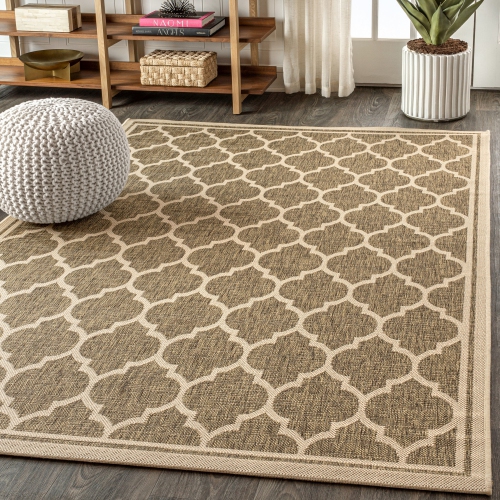 Trebol Moroccan Trellis Textured Weave Indoor/Outdoor Area Rug