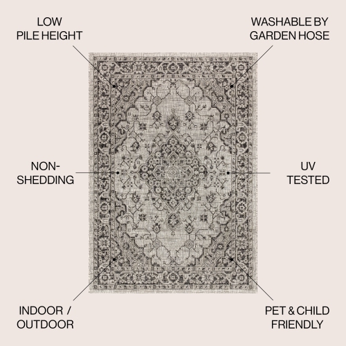 Rozetta Boho Medallion Textured Weave Indoor/Outdoor Area Rug