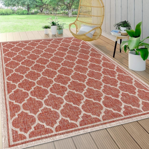 Trebol Moroccan Trellis Textured Weave Indoor/Outdoor Area Rug