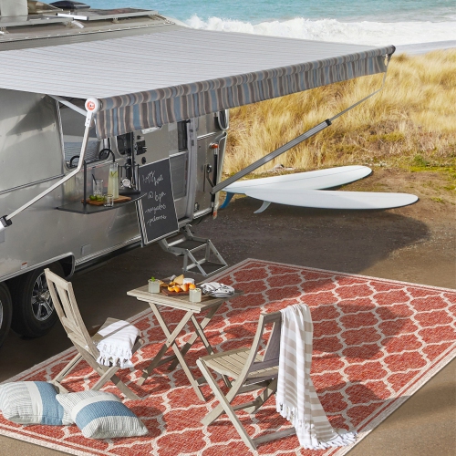 Trebol Moroccan Trellis Textured Weave Indoor/Outdoor Area Rug