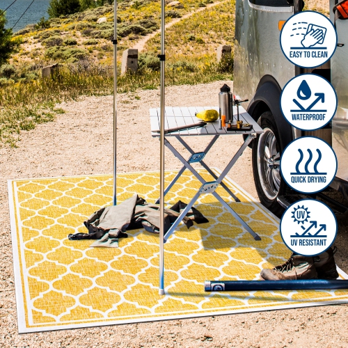 Trebol Moroccan Trellis Textured Weave Indoor/Outdoor Area Rug