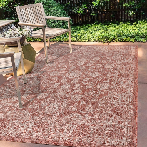 Tela Bohemian Textured Weave Floral Indoor/Outdoor Area Rug