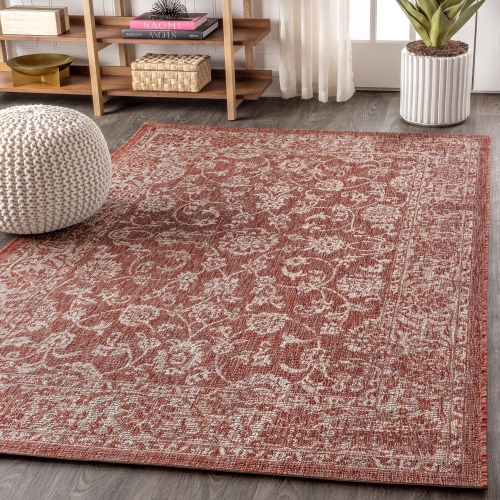 Tela Bohemian Textured Weave Floral Indoor/Outdoor Area Rug