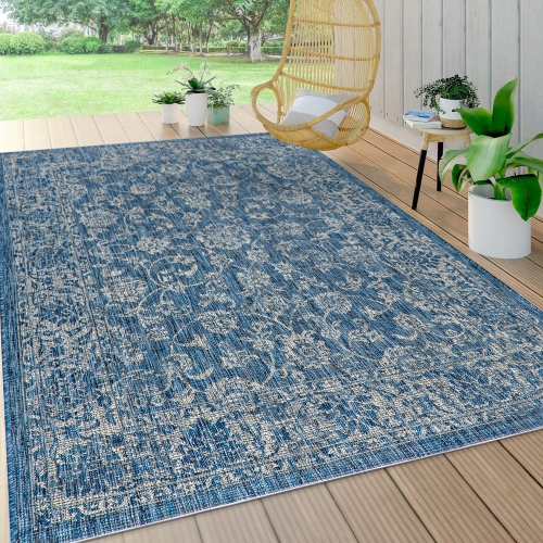 Tela Bohemian Textured Weave Floral Indoor/Outdoor Area Rug