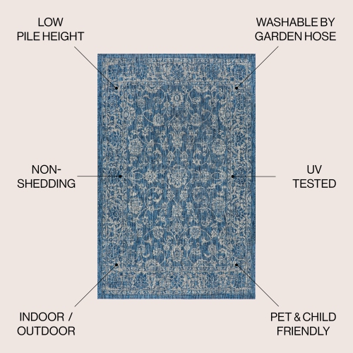 Tela Bohemian Textured Weave Floral Indoor/Outdoor Area Rug