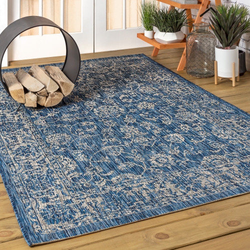 Tela Bohemian Textured Weave Floral Indoor/Outdoor Area Rug