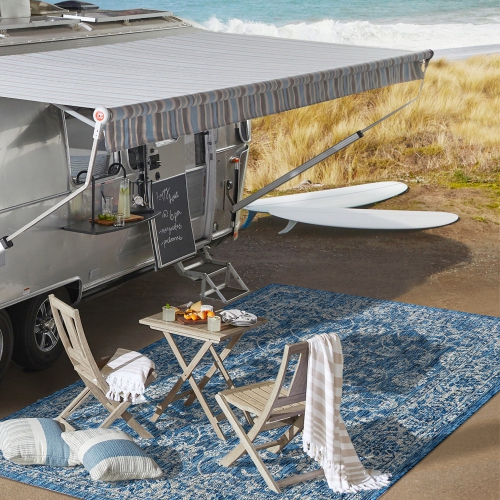 Tela Bohemian Textured Weave Floral Indoor/Outdoor Area Rug