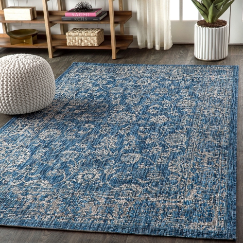Tela Bohemian Textured Weave Floral Indoor/Outdoor Area Rug