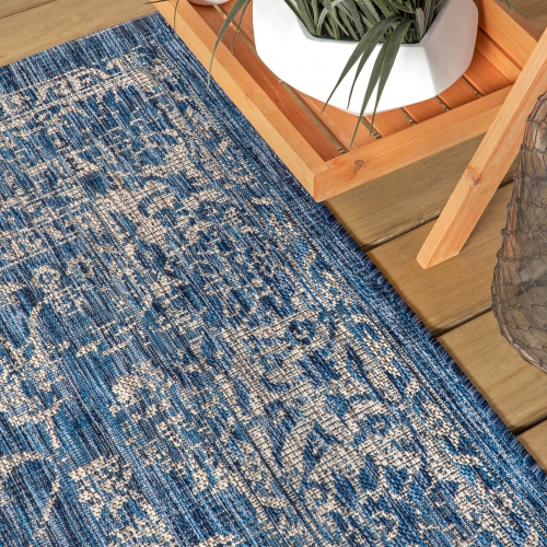 Tela Bohemian Textured Weave Floral Indoor/Outdoor Area Rug