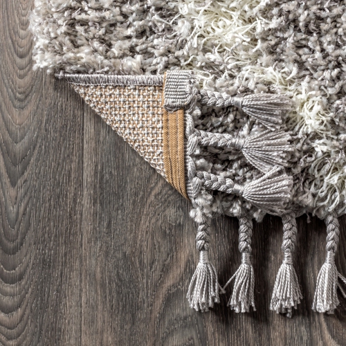 Gabrielle Mercer Shag Plush Tassel Moroccan Geometric Trellis Area Rug